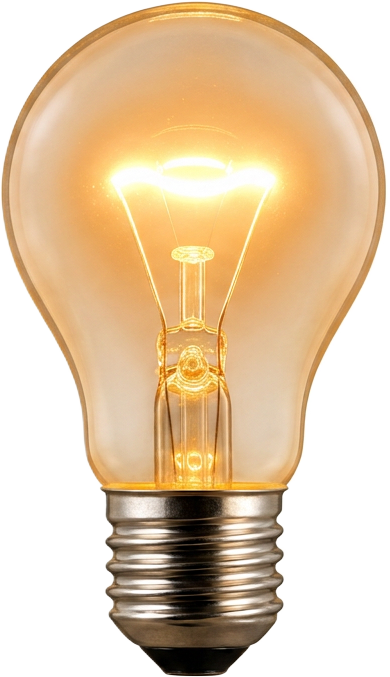 A single glowing vintage light bulb